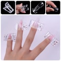 Miniatyrbild 3 av 5: 10 st Nageltipsklämmor för snabb byggande gel, Transparenta plastnagelsklämmor för gelnagelförlängning UV LED Builder DIY Manikyrklämma Set