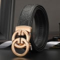 Miniatyrbild 3 av 5: Lyxiga herr bälten i kohud äkta läder Dubbel G bokstavsspänne Designerbälten för män Kända märkesklänningar Bröllopsarbetsrem Black 125cm