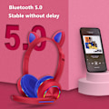 Miniatyrbillede 3 af 5: Katteøre LED Lys Op Bluetooth Headset med Mikrofon, Støjreducerende Trådløse Hovedtelefoner