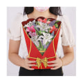 Pikkukuva 3 / 5: Kukkien kimppu Pop-up-kortit 3d Paper Flowers Bouquet With Note Card And Envelope 's Day Greeting C