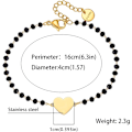 Miniatyrbillede 2 af 7: Hjerte Charm Armbånd i Rustfrit Stål med Sorte Perler - Enkelt Lykke Charm Armbånd (Guld) gold