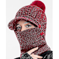 Miniatyrbilde 2 av 4: Hette, skjerf og maske i ett - Slouchy fleece-lue for kvinner, varm vinterstrikket lue