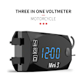 Miniatyrbillede 4 af 5: Motorcykel DC 6V-30V 3 i 1 Digitalt Ur + Termometer + Spænding Voltmeter IP67 Vandtæt Tester Batteri Moniter Måler Til Bil Båd Marine