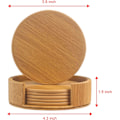 Pikkukuva 6 / 6: Juomien aluslautaset 6 kappaleen nahka-aluslautasen setti pidikkeellä, bambukuvioiset pyöreät aluslautat kodin ja keittiön käyttöön bamboo pattern