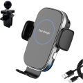 Miniatyrbilde 1 av 6: Trådløs bil lader montering, 15W Qi hurtiglading, automatisk klemmende bil lader iPhone Samsung, montering frontrute dashbord luftventil bil telefon lader, svart