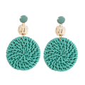 Miniatyrbillede 2 af 5: Ukendt Kvinde Boho Raffia Resort Strand Øreringe turquoise