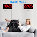 Miniatyrbillede 3 af 5: Digital vægur, 9 tommer LED digitalt ur display med 12/24h, store cifre, lille lydløs vægur (rød)
