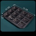 Miniatyrbillede 2 af 5: 12 Kopper Firkantet Mini Brød Burger Muffin Kageform Til Husholdning Non-stick Bageform Ovn Bakker