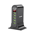 Miniatyrbilde 2 av 5: 5-porters USB-lader LED-skjerm Multi USB 5v 4a Hurtigladestasjon Universal