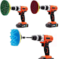 Miniatyrbillede 4 af 5: Børstesæt til boremaskine og poleringssvampe, 12 dele Power Scrubber Blød Hvid Bilvask