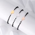 Miniatyrbillede 6 af 7: Hjerte Charm Armbånd i Rustfrit Stål med Sorte Perler - Enkelt Lykke Charm Armbånd (Guld) gold