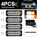 Miniatyrbillede 1 af 5: 4 stk. 12LED Blinkende Strobe Lygter til Lastbiler 12-24V Hvid Gul