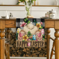 Miniatyrbilde 2 av 5: Buffalo Plaid Bunny Egg Blossom Happy Easter Bordsduk, Sesongbasert Vår Kjøkkenborddekor, Perfekt for Hjemmefestdekorasjon 13x72 tommer