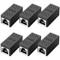 Miniatyrbilde 1 av 5: 6 stk. RJ45-kobling, nettverkskobling, Ethernet-kontakter, pansret online-kobling for CAT7/CAT6/CAT5E/Cat5-hun-kabel skjøtekontakt med fe
