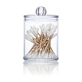 Miniatyrbillede 2 af 5: Sæt med 2 QTIP-støttedispensere til vatrondeller, vatpinde, runde vatrondeller, gennemsigtig plastikbeholder på 300 ml til badeværelse