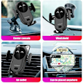 Miniatyrbilde 5 av 5: Trådløs billader, automatisk klemmende billader 360° rotasjon biltelefonladerklips for iPhone Samsung Huawei LG alle enheter (svart)