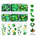 Miniatyrbild 4 av 5: 6 Rutor St. Patricks Day Nagelkonst Glitter Sekvenser, 3D Holografiska Shamrock Nagelkonst Flakes, Naglar Konst Dekaler För Kvinnor Flickor