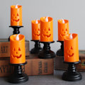 Pikkukuva 5 / 5: LED-teevalot, 12 kpl Halloween-paristoteevalot, kurpitsan muotoiset, toimivat paristoilla, realistiset kirkkaat liekittömät glitterit ulko- ja kotijuhliin