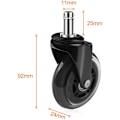 Miniatyrbillede 2 af 5: 5 stk. Roulette Gummi kontorstol 11mm x 22mm, 360° rotation til stole spil, lydløse reservehjul uden striber, sort