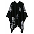 Miniatyrbillede 2 af 5: Varmt sjal til kvinder, ydre tørklæde, strikket tæppe, dobbeltsidet fortykket poncho, kvinders farveblokeret sjal, indpakket poncho med frontåbning