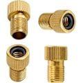 Miniatyrbilde 1 av 5: 4-pakks sykkeldekk-inflasjonsventil-adapter med manuell pumpe eller luftkompressor - Konverterer Presta-ventil (tynn) til Schrader-ventil (grov) fra SV til