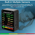 Pikkukuva 2 / 5: 6 in 1 pm2.5 pm10 HCHO TVOC CO CO CO2 Monitoori monitoiminen ilmanlaadun CO CO DIOKSIDI FORMALDEHYDI LCD LAP LOW LOCAL WORK HOTE HOTE Offi