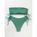 Miniatyrbild 2 av 4: Dam 2-delad Bandeau Badkläder Tie Side Ribbad Bikini M