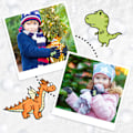 Miniatyrbilde 4 av 5: 2 par strikkede vinterhansker magisk stretch myke varme full finger barn dinosaur mønster for gutter jenter, marineblå og grå, 6 x 3,34 tommer