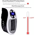 Miniatyrbillede 4 af 5: Smart 500 W keramisk blæser - Elektrisk opvarmning med stikkontakt - med justerbar termostat og timer og LED-display - Hurtig opvarmning, lav støj, sikker