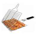 Miniatyrbilde 1 av 5: Grillkurv med trehåndtak, sammenleggbar kurv for bærbar grill, klemme kurv fisk, klemme grillkurv, med avtakbart håndtak og oppbevaringspose