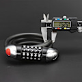 Miniatyrbillede 3 af 5: Cykellås med kabel, cykellås 1,2 meter, cykellås med 5-cifret LED-lyskombination, sort - ideel til MTB-cykel, motorcykel, scooter, døre, porte