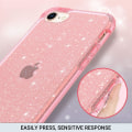 Pikkukuva 4 / 5: iPhone SE 2022 Glitter -kotelo, iPhone 8/7 läpinäkyvä kotelo pehmeä TPU-puskuri suojaava iskunkestävä naarmuuntumaton suojus Apple iPhone SE 2020/iPhone 8/