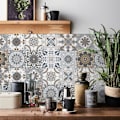 Miniatyrbilde 4 av 5: (D) 20x20 selvklebende fliser Industriell stil Credence selvklebende for mursteinskjøkken, 24 stk veggklistremerker baderom kjøkkenfliser veggfliser med fliser pvc