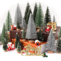 Miniatyrbilde 2 av 5: Mini juletre - Kunstig juletre flaskebørste juletre, Sisal snøtre med trebase for juledekorasjon julepar