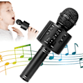 Pikkukuva 1 / 5: Lasten karaoke langaton Bluetooth-mikrofoni (musta), 5-in-1 kannettava kädessä pidettävä kaiutinsoitin tallennin, säädettävä miksaus FM-radio, sopii lapsille