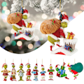 Miniatyrbilde 3 av 3: Grinchs julepynt, 2023 juleferie Thanksgiving trepynt i tre, morsom grønn Grinchs juledekorasjon for hjemmet julefest