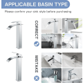 Miniatyrbilde 4 av 5: Moderne høy foss servantkran, elegant design baderomskran, høy enkeltgreps messing servantbatteri, varmt og kaldt vann tilgjengelig, krom W