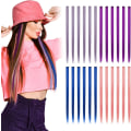 Miniatyrbilde 1 av 5: Rett hår extensions for kvinner, fargerike clip in extensions for jenter, 24 stykker i 4 farger.