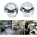 Miniatyrbillede 1 af 5: Motorcykelstyr Ur, 7/8\" 1\" Sølv Vandtæt Motorcykelstyr Ur Motorcykelstyr Ur Lysende Ur med Termometer
