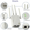Miniatyrbillede 4 af 5: WiFi Repeater WiFi Signalforstærker Forbedret Dual-band 1.200 m Højeffekt router 2,4 og 5G (Sort, 90x173x70mm)