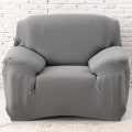 Miniatyrbillede 1 af 5: Grå strækbar polyester sofa lænestol betræk indretning stue støvtæt sofaovertræk og beskytter