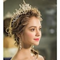Miniatyrbilde 4 av 5: Diamantkrone Hodeplagg (Gull), Prinsesse Brud Krystall Diamant, Halloween Julekostyme, Gudinne, Dronning, Bryllupsfest, Dame Hårtilbehør