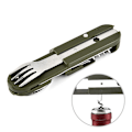 Miniatyrbillede 1 af 5: 5 i 1 rustfrit stål camping service, udendørs camping værktøjer, udendørs service, multifunktionelt foldbart service, rejseservice (2 stk.)