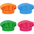 Miniatyrbild 1 av 5: (Grön, Blå, Rosa, Orange) 4 st kockhattar för barn 3-13 år, justerbar kockhatt för pojkar och flickor, andningsbar kockhatt i polybomull, småbarn