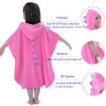 Miniatyrbillede 2 af 5: Børns Dinosaur Strand Poncho (Pink, 2-4 År, 70*140cm), Hætte Håndklæde Badekåbe, Bomuld