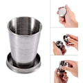 Miniatyrbilde 1 av 4: 150ML Sammenleggbar Krus Premium Rustfritt Stål Teleskop Krus Nøkkelring Stablebar Vinglass Utendørs Drikke Teleskop Flaske Camping Sammenleggbar Wa