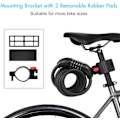 Miniatyrbillede 5 af 5: Sort cykel lås, cykel lås lang 120cm x 12mm, kabel lås til cykel scooter motorcykler cykel port med 5 cifret smart kode og klapvogn cykel, cykel lås