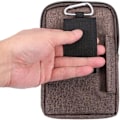 Miniatyrbillede 5 af 5: Brun bælteclips universal pung etui, 6,3 tommer denim casual taske vandring til mænd bæretaske skal taske bælteclips pung pung med flere løkker Wal