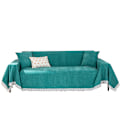 Miniatyrbillede 1 af 3: Holdbar grøn sofaovertræk til 3-personers sofa, blødt og elegant sofaovertræk tæppe til lænestol, vaskbart kæledyrs sofa beskytter til stue boho sofa