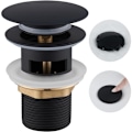 Miniatyrbilde 1 av 4: Vaskepropp uten overløp, Ulytid Click Clack baderomsvaskpropp, Universal Standard-G 1 ¼, Matt svart finish